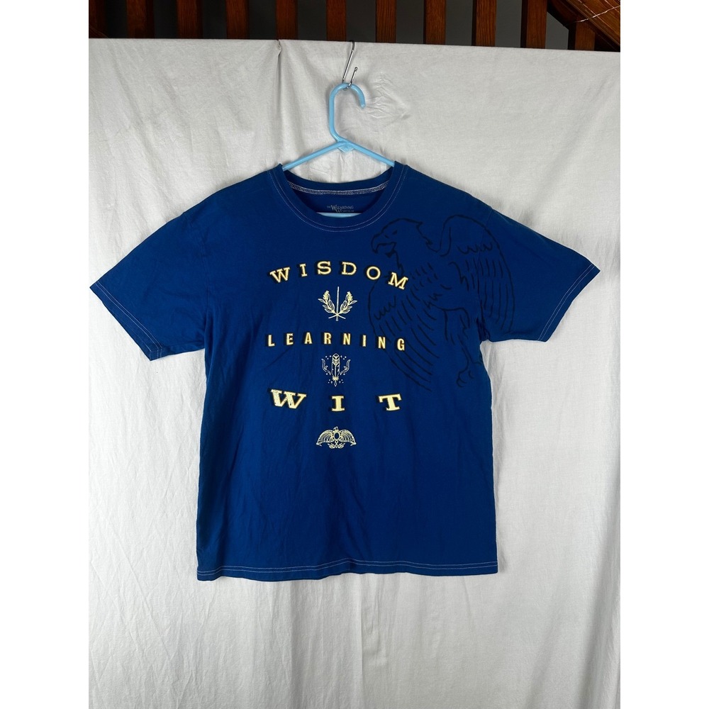 HARRY POTTER WISDOM WIT LEARNING Hogwarts‎ Adult T-shirt Blue Cotton size L